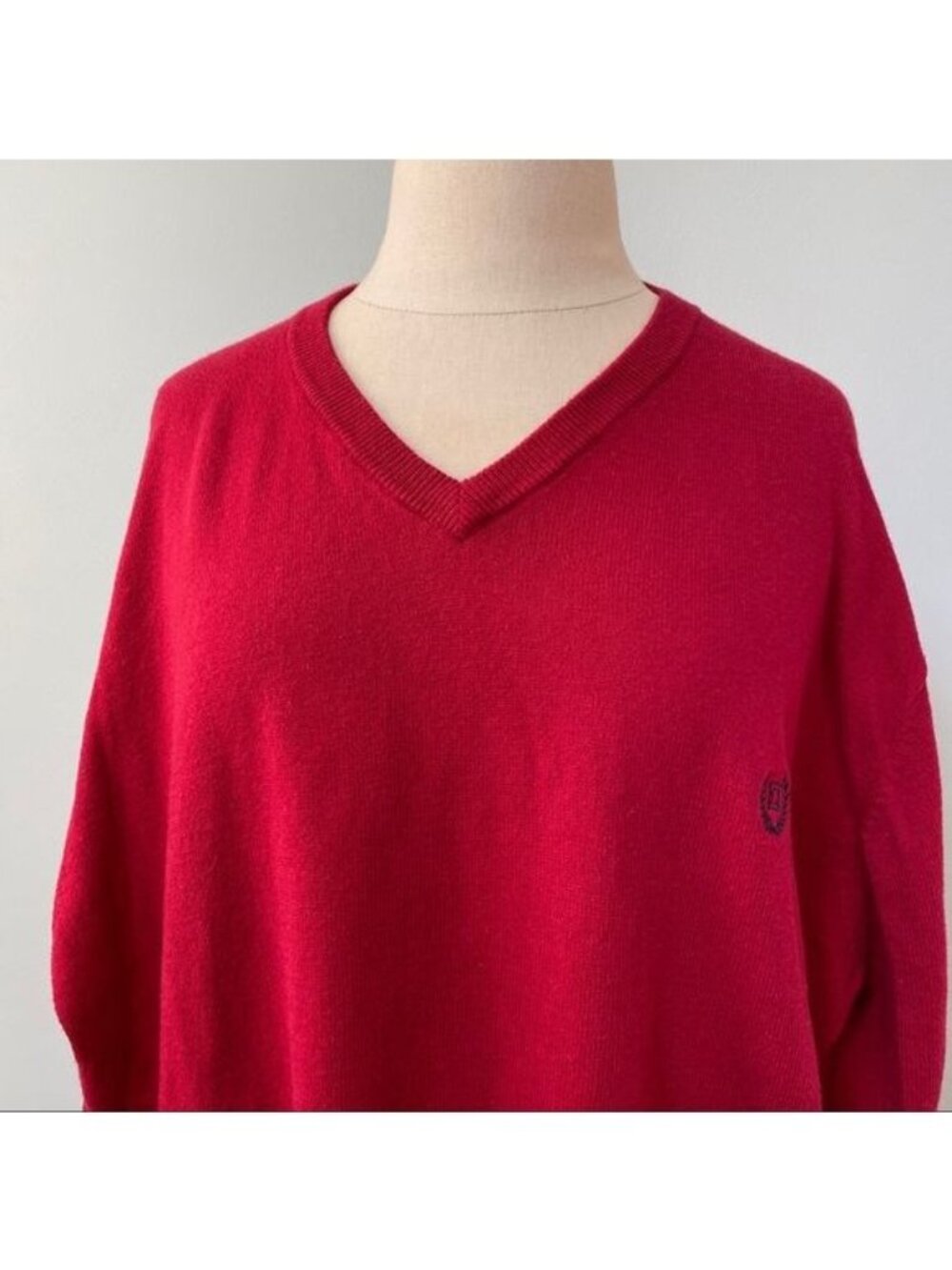 Chaps V neck knit sweater Red